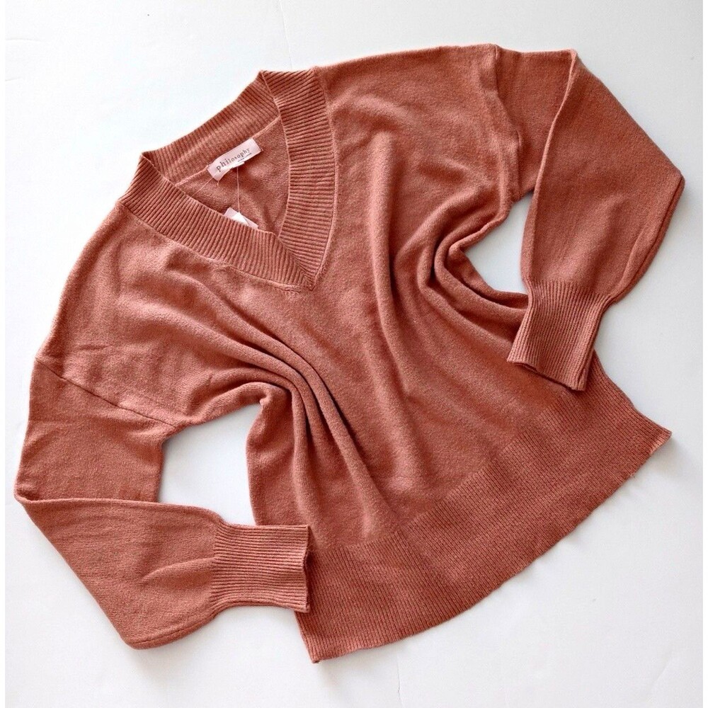 Philosophy Republic Clothing Womens Sweater Large Clay V-Neck Knit Pullover NWT